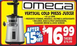 Ollie's OMEGA VERTICAL COLD PRESS JUICER offer