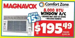Ollie's MAGNAVOX, CONFORT ZONE 8,000 BTU WINDOW A/C offer