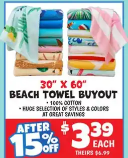 Ollie's 30 X 60 BEACH TOWEL BUYOUT offer