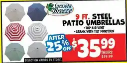 Ollie's SARASOTA BREEZE 9 FT. STEEL PATIO UMBRELLAS offer