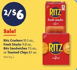 Family Dollar Ritz Crackers 10.3 oz., Fresh Stacks 11.8 oz., Bits Sandwiches 7.5 oz., or Toasted Chips 8.1 oz offer