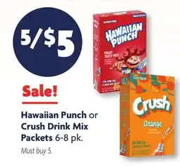 Family Dollar Hawaiian Punch or Crush Drink Mix Packets offer