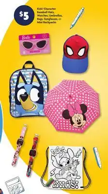 Family Dollar Kid's Character Baseball Hats, Watches, Umbrellas, Bags, & Mini Backpacks offer