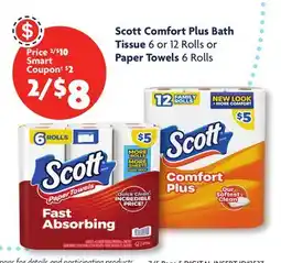 Family Dollar Scott Comfort Plus Bath Tissue 6 or 12 Rolls or Paper Towels 6 Rolls offer