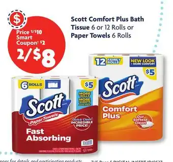Family Dollar Scott Comfort Plus Bath Tissue 6 or 12 Rolls or Paper Towels 6 Rolls offer