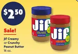 Family Dollar Jif Creamy or Crunchy Peanut Butter offer