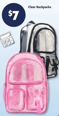 Family Dollar Clear Backpacks offer