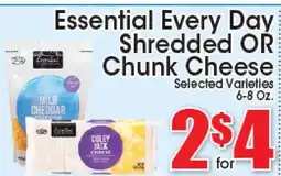 Supremo Foods Inc Essential Every Day Shredded OR Chunk Cheese offer