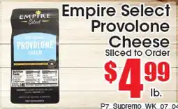 Supremo Foods Inc Empire Select Provolone Cheese offer