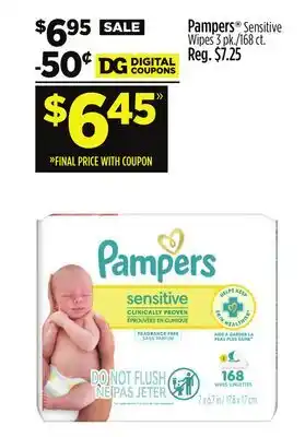Dollar General Pampers Sensitive Wipes offer