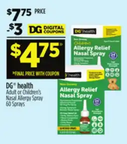 Dollar General DG health Adult or Children's Nasal Allergy Spray offer