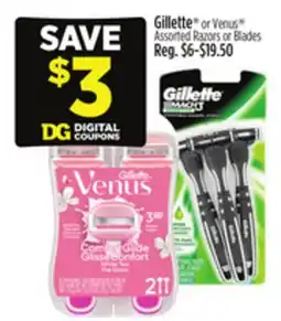 Dollar General Gillette or Venus Assorted Razors or Blades offer