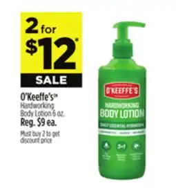 Dollar General O'Keeffe's Hardworking Body Lotion offer