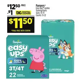 Dollar General Pampers Easy Ups Jumbo Training Pants offer