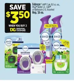 Dollar General Febreze AIR 2 pk., 8.1 oz. ea., Plug Refill 1 ct., CAR or Bathroom 2 ct offer