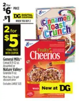 Dollar General General Mills Cereal 8.9-12 oz., Assorted or Nature Valley Granola 11 oz offer