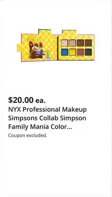 JC Penney NYX Professional Makeup Simpsons Collab Simpson Family Mania Color Palette offer