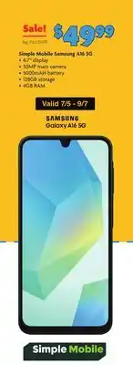Family Dollar Simple Mobile Samsung Galaxy A15 offer