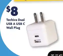 Family Dollar Techiva Dual USB A USB C Wall Plug offer