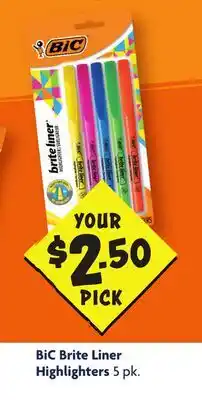 Family Dollar BiC Brite Liner Highlighters offer