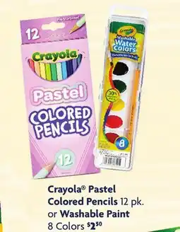 Family Dollar Crayola Pastel Colored Pencils 12 pk. or Washable Paint offer