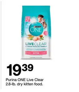 Target Purina ONE Live Clear 2.8-lb. dry kitten food offer