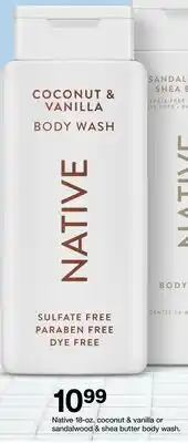 Target Native 19-oz. coconut & vanilla or sandalwood & shea butter body wash offer