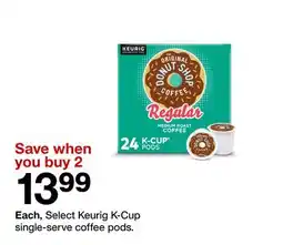 Target Each, Select Keurig K-Cup single-serve coffee pods offer