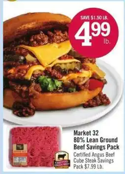 Price Chopper Market 32 80% Lean Ground Beef Savings Pack offer