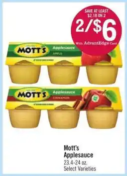 Price Chopper Mott's Applesauce offer