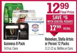 Price Chopper Heineken, Stella Artois or Peroni 12 Packs offer