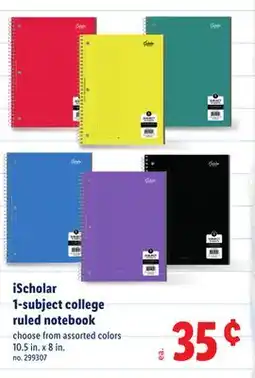 Lidl iScholar 1-subject college ruled notebook offer