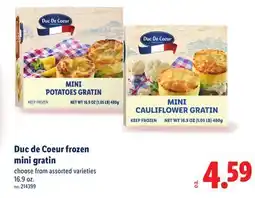 Lidl Duc de Coeur frozen mini gratin offer
