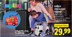 Lidl LUPILU ride-on kids' luggage offer