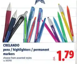 Lidl CRELANDO pens / highlighters / permanent markers offer
