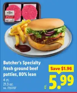 Lidl Butcher's Specialty fresh ground beef patties, 80% lean offer