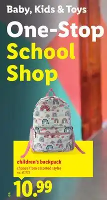 Lidl children's backpack offer
