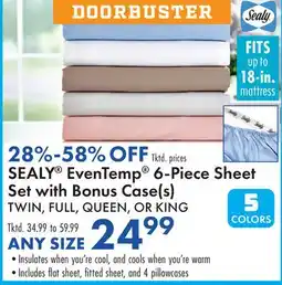Boscov's SEALY EvenTemp 6-Piece Sheet Set with Bonus Case(s) offer
