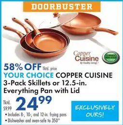 Boscov's COPPER CUISINE 3-Pack Skillets or 12.5-in. Everything Pan with Lid offer