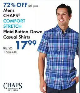 Boscov's Mens CHAPS COMFORT STRETCH Plaid Button-Down Casual Shirts offer