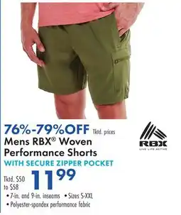 Boscov's Mens RBX Woven Performance Shorts offer