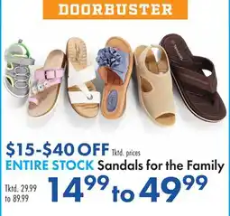 Boscov's ENTIRE STOCK Sandals for the Family offer