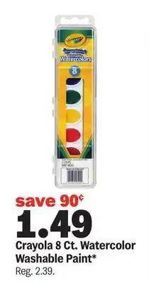 Meijer Crayola 8 Ct. Watercolor Washable Paint offer