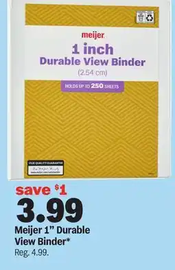 Meijer Meijer 1 Durable View Binder offer