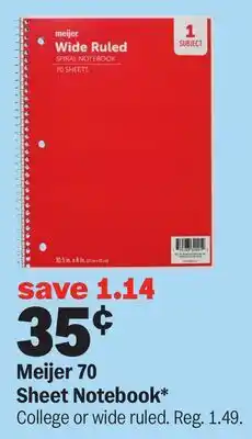 Meijer Meijer 70 Sheet Notebook offer
