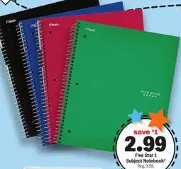 Meijer Five Star 1 Subject Notebook offer