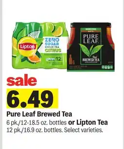 Meijer Pure Leaf Brewed Tea 6 pk./12-18.5 oz. or Lipton Tea 12 pk./16.9 oz offer