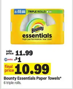Meijer Bounty Essentials Paper Towels offer