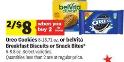 Meijer Oreo Cookies 8-18.71 oz. or belVita Breakfast Biscuits or Snack Bites offer