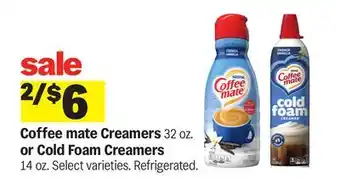 Meijer Coffee mate Creamers or Cold Foam Creamers offer